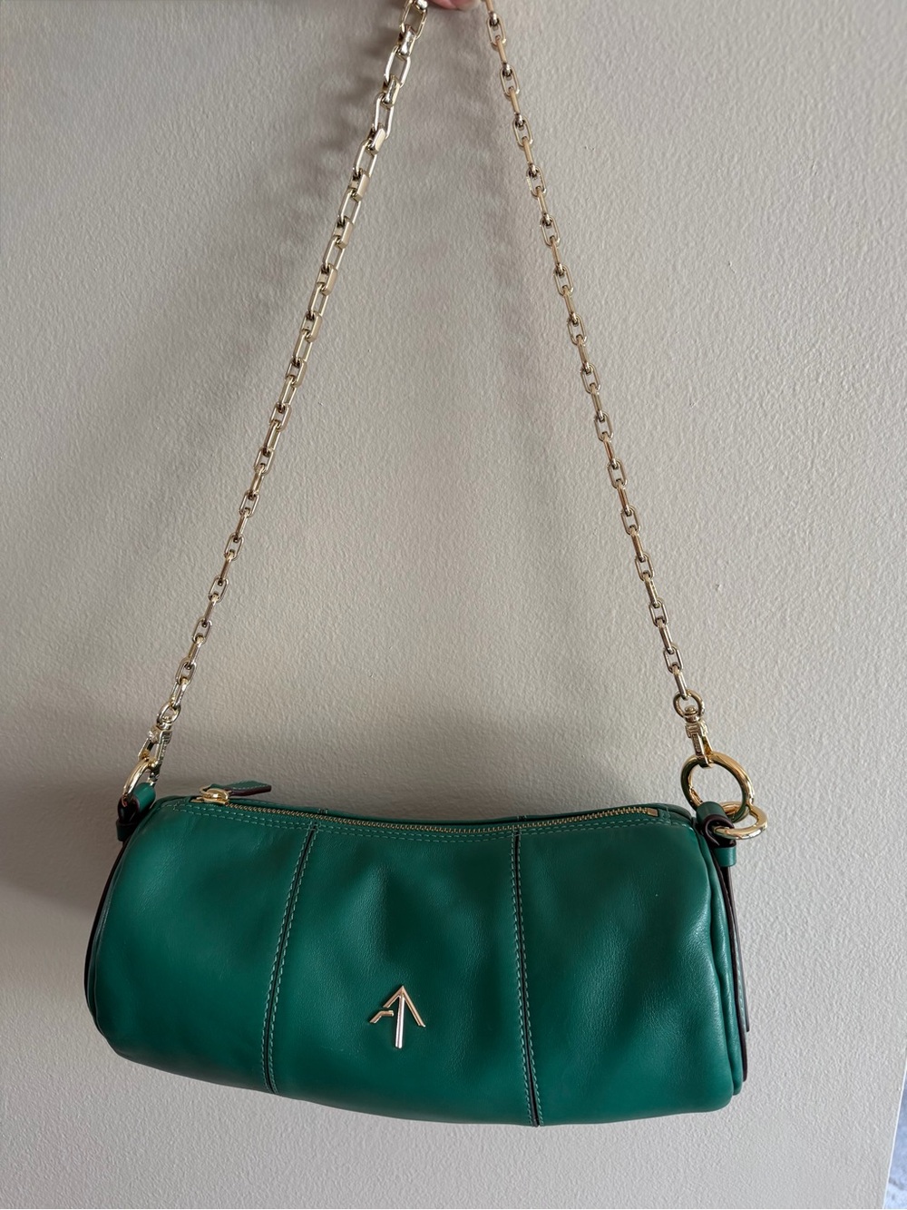 Manu Atelier Cylinder Bag in Emerald Green